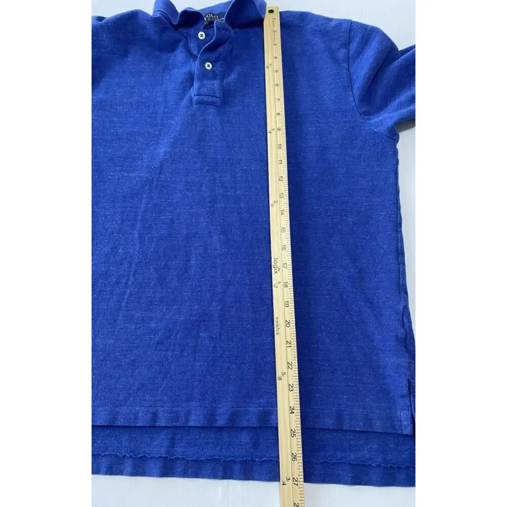 Polo Ralph Lauren Men's Large Polo Shirt, Short Sleeve Blue w/Yellow Pony - Picture 3 of 8